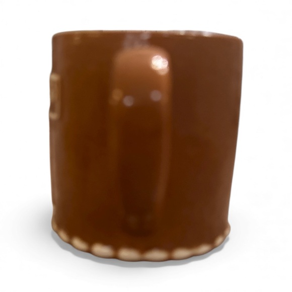 Pottery Barn Gingerbread Brown Stoneware Mug With White Letter T - Picture 3 of 6